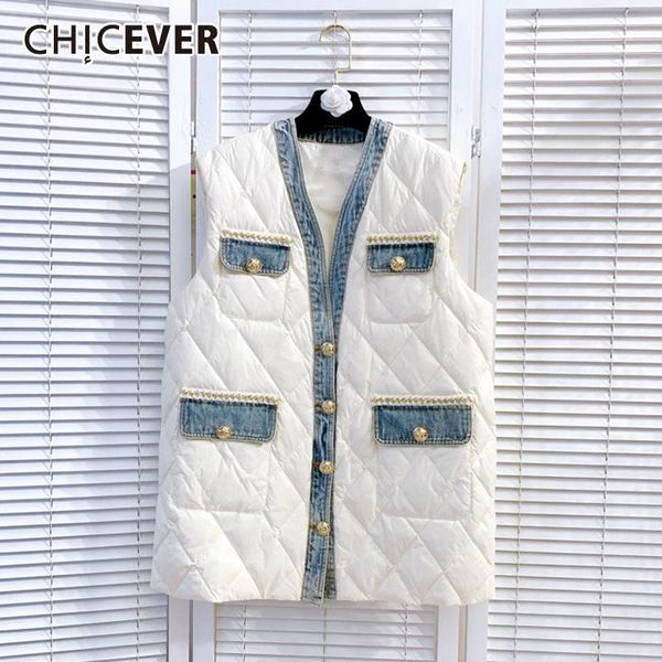 women's vests chicever patchwork denim cotton for women v neck sleeveless casual oversized thick loose coat female 2021 fashion clothes, Black;white
women's vests chicever patchwork denim cotton for women v neck sleeveless casual oversized thick loose coat female 2021 fashion clothes, Black;white