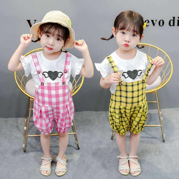 new girls' short sve children's summer cloth korean t-shirt versatile lattice strap shorts suit, White
new girls' short sve children's summer cloth korean t-shirt versatile lattice strap shorts suit, White
