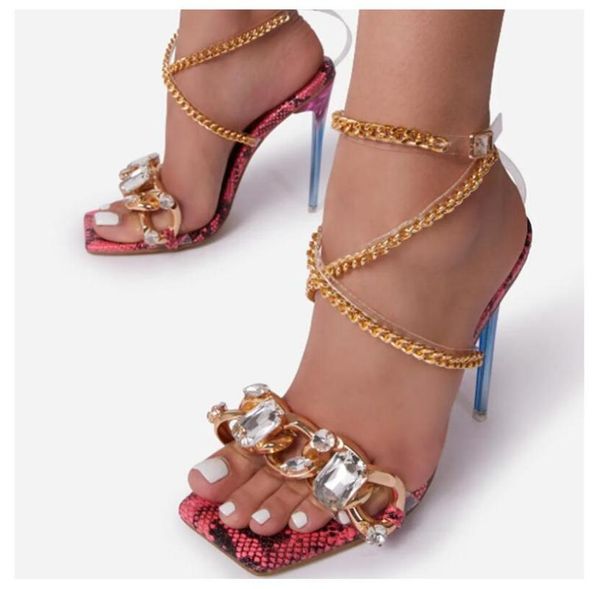 sandals summer women mental chain square toe high heels cross strap rhinestone design shoes, Black
sandals summer women mental chain square toe high heels cross strap rhinestone design shoes, Black