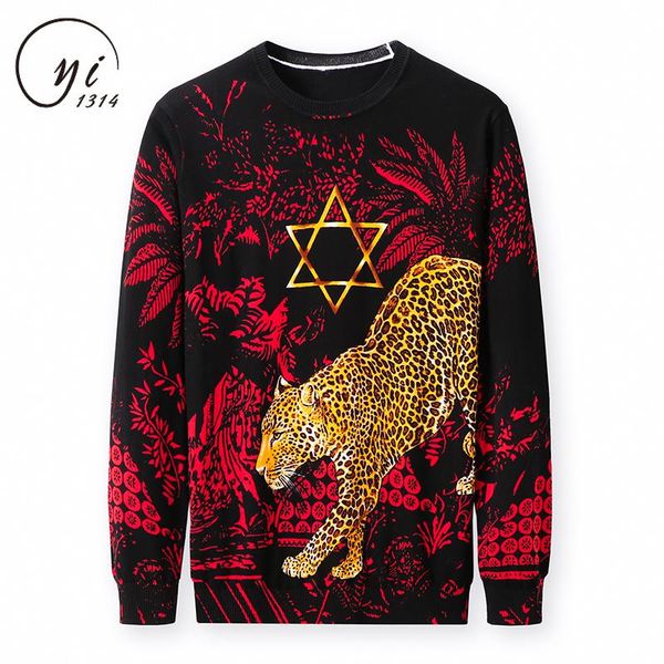 print sweater 2021 leopard male pull sweater for men fashion social club party outfit trui heren, White;black
print sweater 2021 leopard male pull sweater for men fashion social club party outfit trui heren, White;black