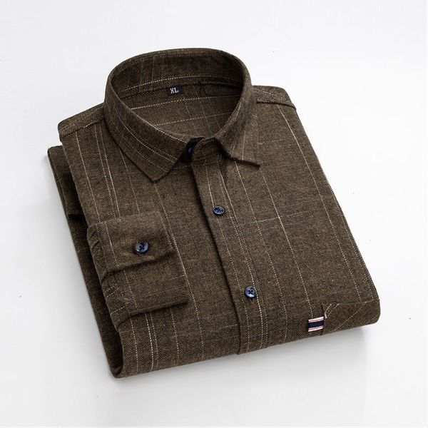 new long sleeve plaid striped male shirts chest pocket regular-fit button-down collar oversize fashionable casual shirt large size rmau, Black;brown 
new long sleeve plaid striped male shirts chest pocket regular-fit button-down collar oversize fashionable casual shirt large size rmau, Black;brown