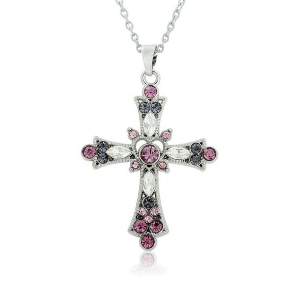 pendant necklaces 2021 gothic cross necklace pink zircon crystal ladies temperament jewelry, Silver
pendant necklaces 2021 gothic cross necklace pink zircon crystal ladies temperament jewelry, Silver