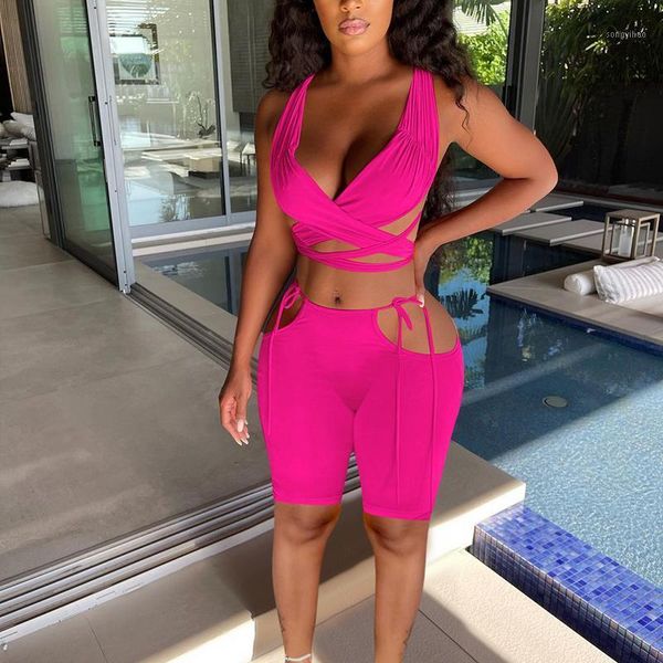 women's tracksuits women tracksuit two-piece clothes set solid color deep v-neck sleeveless crop and hollow out shorts sets summer fem, Gray 
women's tracksuits women tracksuit two-piece clothes set solid color deep v-neck sleeveless crop and hollow out shorts sets summer fem, Gray