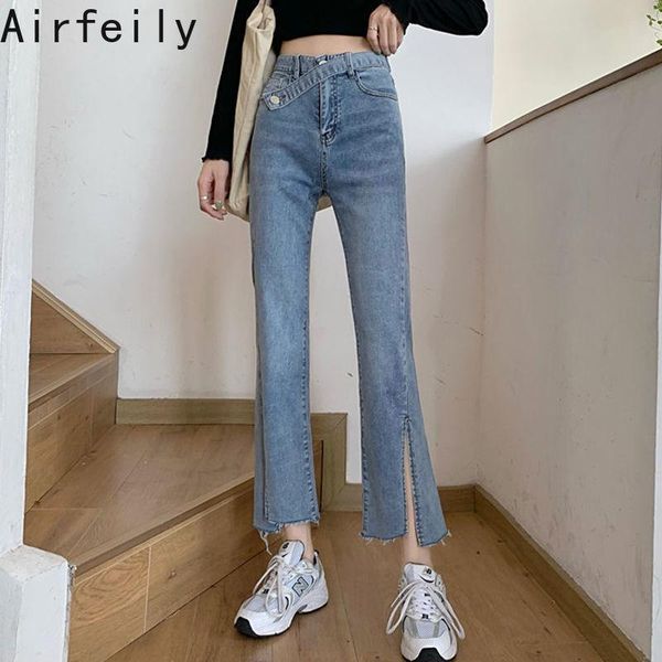 women's jeans women summer casual korean female simple commute solid high waist black white slim split nine points long pants, Blue
women's jeans women summer casual korean female simple commute solid high waist black white slim split nine points long pants, Blue