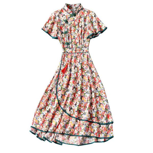ethnic clothing ruffle sleeve print daisy floral summer girls chiffon qipao dress, Red
ethnic clothing ruffle sleeve print daisy floral summer girls chiffon qipao dress, Red
