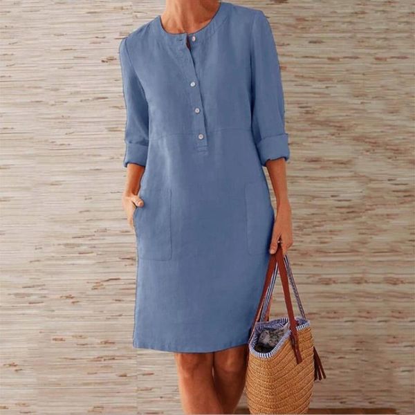 casual dresses women dress long sleeve buttons pockets cotton linen loose knee-length women's clothing vestido de mujer 2021, Black;gray
casual dresses women dress long sleeve buttons pockets cotton linen loose knee-length women's clothing vestido de mujer 2021, Black;gray