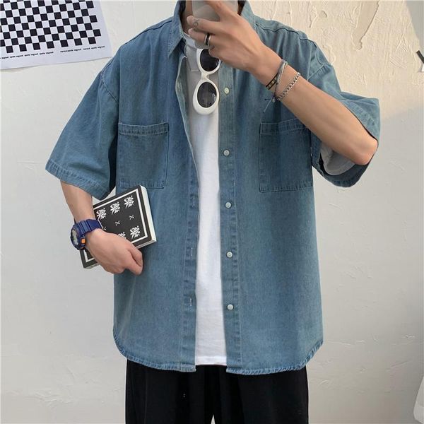 men's casual shirts korean couple loose half-sleeved short-sleeved shirt retro clothes summer 5-point sleeve denim, White;black
men's casual shirts korean couple loose half-sleeved short-sleeved shirt retro clothes summer 5-point sleeve denim, White;black