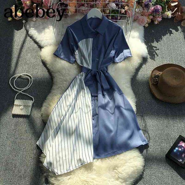 summer fashion turn-down collar short sleeve dress irregular patchwork design high waist lace up a-line dress 210715, Black;gray
summer fashion turn-down collar short sleeve dress irregular patchwork design high waist lace up a-line dress 210715, Black;gray