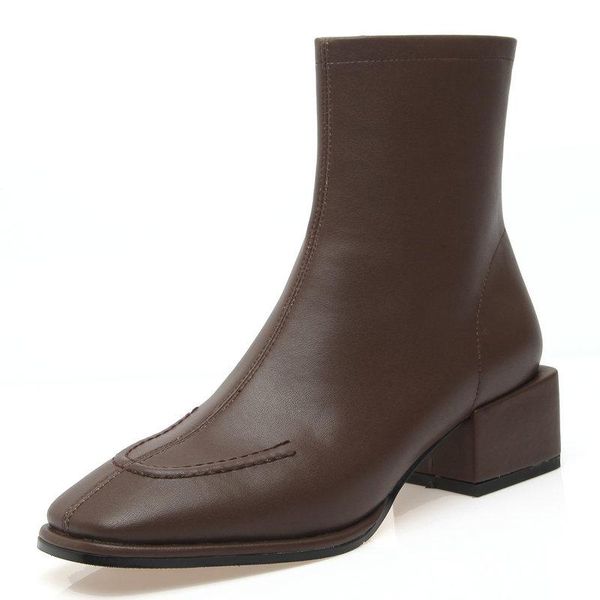 boots basic women ankle autumn winter genuine leather square toe thick med heels short shoes woman office lady, Black
boots basic women ankle autumn winter genuine leather square toe thick med heels short shoes woman office lady, Black