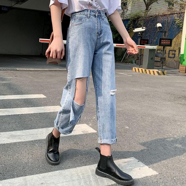women's jeans 2021 spring and autumn high waist womens ripped distressed slim fit broken hole denim pants shredded trousers, Blue
women's jeans 2021 spring and autumn high waist womens ripped distressed slim fit broken hole denim pants shredded trousers, Blue