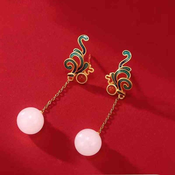 charms earrings 2022 guochao style hetian jade women's painted enamel south red stone ancient method chinese romantic su, Golden
charms earrings 2022 guochao style hetian jade women's painted enamel south red stone ancient method chinese romantic su, Golden