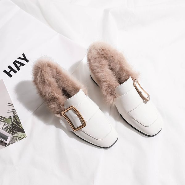 womens genuine leather slip-on pumps rabbit fur winter high heel leisure med heel comfortable heels metal buckle heeled shoes, Black
womens genuine leather slip-on pumps rabbit fur winter high heel leisure med heel comfortable heels metal buckle heeled shoes, Black