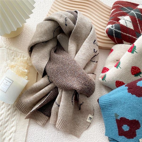 scarves winter knitted scarf strawberry printed long wrap warm checked big flowers imitation cashmere shawl, Blue;gray
scarves winter knitted scarf strawberry printed long wrap warm checked big flowers imitation cashmere shawl, Blue;gray