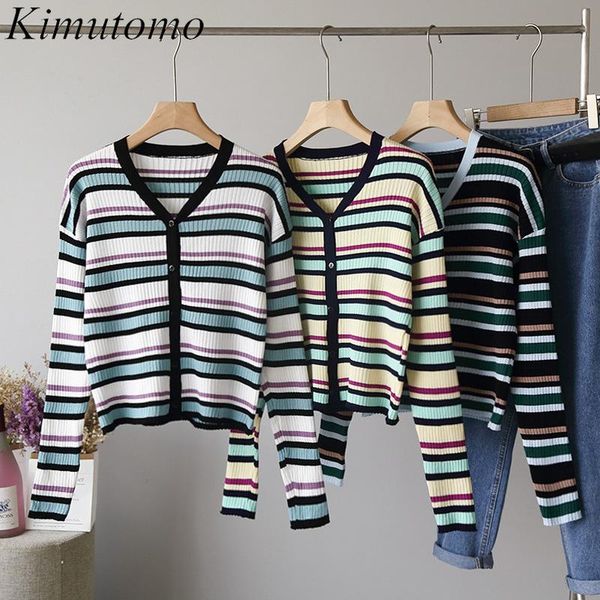 women's knits & tees kimutomo 2021 spring preppy style knitted cardigan women v-neck single breasted contrast color panelled striped t, White
women's knits & tees kimutomo 2021 spring preppy style knitted cardigan women v-neck single breasted contrast color panelled striped t, White