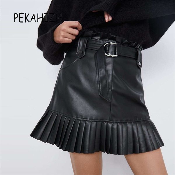 elegant ruched sashes pu skirt fashion slim black mini skirt lady casual loose chic new 210315
elegant ruched sashes pu skirt fashion slim black mini skirt lady casual loose chic new 210315