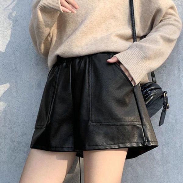 women's shorts women black chic fashion elastic waist faux pu leather vintage high waisted pockets female short pants mujer y58, White;black
women's shorts women black chic fashion elastic waist faux pu leather vintage high waisted pockets female short pants mujer y58, White;black