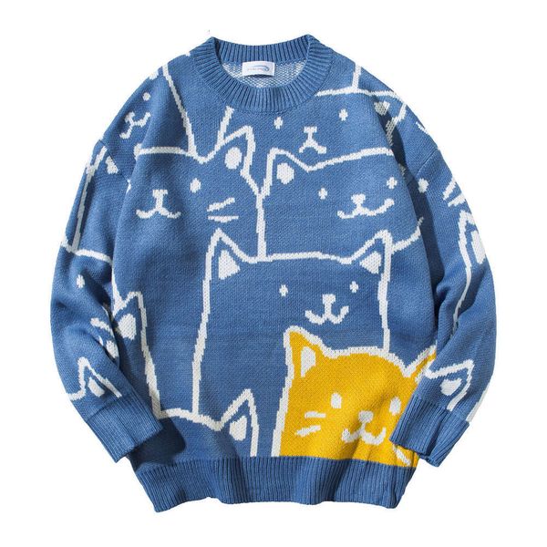 autumn and winter new cartoon cat t-neck sweater men's loose couple t-shirt student korean fashion casual coat, White;black
autumn and winter new cartoon cat t-neck sweater men's loose couple t-shirt student korean fashion casual coat, White;black