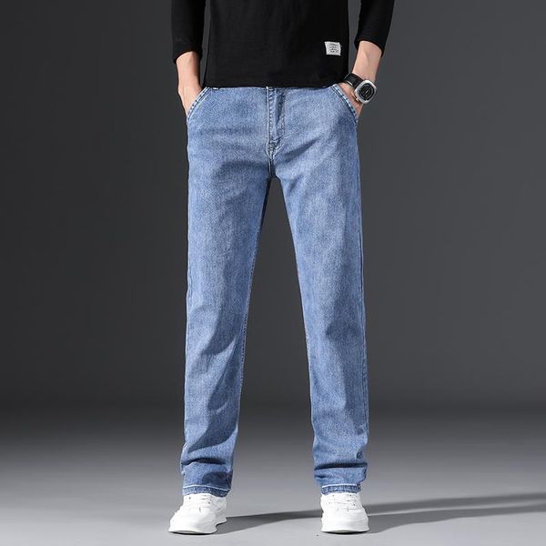 men's jeans 2021 autumn winter brand light blue classic style business casual straight stretch pants male trousers
men's jeans 2021 autumn winter brand light blue classic style business casual straight stretch pants male trousers