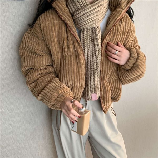 corduroy women's loose and versatile winter 2020 small standing collar bread warm cotton jacket, Black
corduroy women's loose and versatile winter 2020 small standing collar bread warm cotton jacket, Black