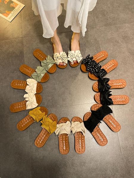 slippers the spring and summer han edition bowknot soft bottom flat fashion, Black 
slippers the spring and summer han edition bowknot soft bottom flat fashion, Black