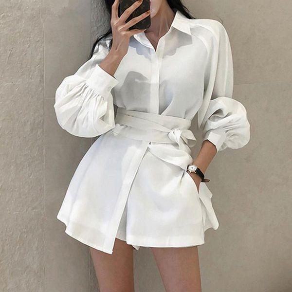 women's tracksuits women korean beach style suits long sleeve sashes lacing bow blouses + shorts 2 piece set outfits, Gray
women's tracksuits women korean beach style suits long sleeve sashes lacing bow blouses + shorts 2 piece set outfits, Gray