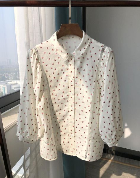 2021 new 100% algodo feminino trs quartos manga floral impresso solta camisa doce blusa nova t5ku, Black
2021 new 100% algodo feminino trs quartos manga floral impresso solta camisa doce blusa nova t5ku, Black