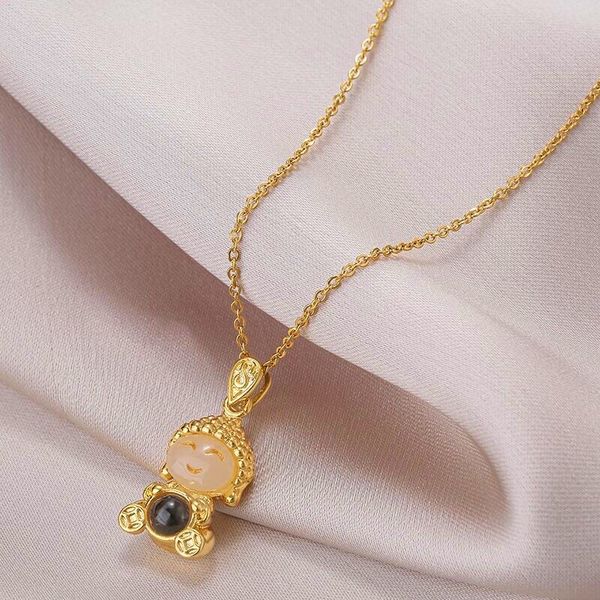 simple fashion design buddhist maitreya buddha necklace temperament personality trendy net red collar bone chain pendant female, Silver
simple fashion design buddhist maitreya buddha necklace temperament personality trendy net red collar bone chain pendant female, Silver