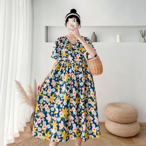 maternity dresses 657# dress summer short sleeves korean style v neck floral loose a line pregnant women plus size, White
maternity dresses 657# dress summer short sleeves korean style v neck floral loose a line pregnant women plus size, White