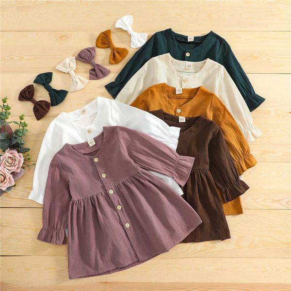 girl's dresses 10 colors autumn kids girls casual dress outfits 1-6y solid cotton linen single breasted pleated a-line headwear clothes, Red;yellow
girl's dresses 10 colors autumn kids girls casual dress outfits 1-6y solid cotton linen single breasted pleated a-line headwear clothes, Red;yellow