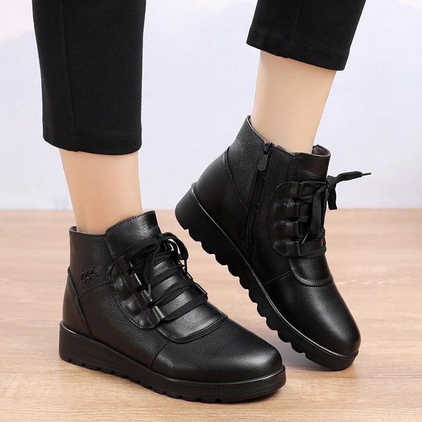 boots 2021 women snow vintage genuine leather natural wool fur winter warm ankle for flat mother shoes plus size 41, Black
boots 2021 women snow vintage genuine leather natural wool fur winter warm ankle for flat mother shoes plus size 41, Black