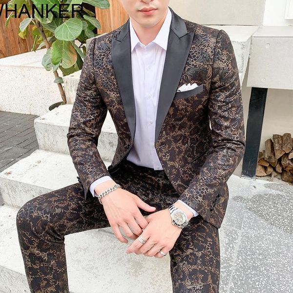 men's suits & blazers slim leopard two-piece yuppie youth suit mob dress for stage performance, White;black
men's suits & blazers slim leopard two-piece yuppie youth suit mob dress for stage performance, White;black