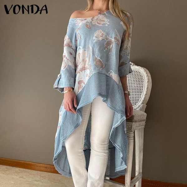 women's blouses & shirts women long sleeve asymmetric blouse 2021 vonda casual vintage floral printed blusas femininas oversized, White
women's blouses & shirts women long sleeve asymmetric blouse 2021 vonda casual vintage floral printed blusas femininas oversized, White