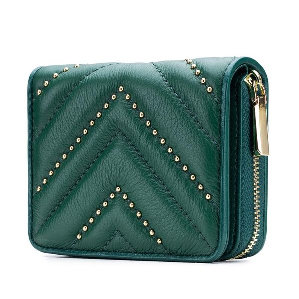 card holders melovo women's genuine leather rivet purse & id hl25676, Brown;gray
card holders melovo women's genuine leather rivet purse & id hl25676, Brown;gray