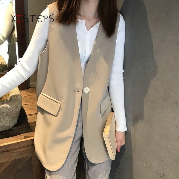 single button office lady suit blazer vest grey black khaki female waistcoat 2021 outwear v-neck thin women coat vest femme, Black;white
single button office lady suit blazer vest grey black khaki female waistcoat 2021 outwear v-neck thin women coat vest femme, Black;white