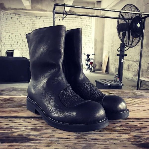 boots retro harajuku autumn winter mens genuine leather fashion side zip round toe thick bottom male mid calf plus size, Black
boots retro harajuku autumn winter mens genuine leather fashion side zip round toe thick bottom male mid calf plus size, Black