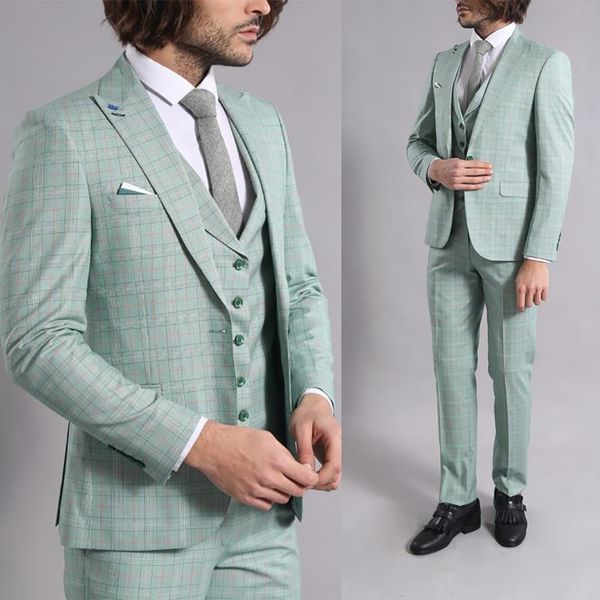 three-pieces men suits business casual suit green plaid slim fit groom party coat tailored work wear, Black;gray
three-pieces men suits business casual suit green plaid slim fit groom party coat tailored work wear, Black;gray