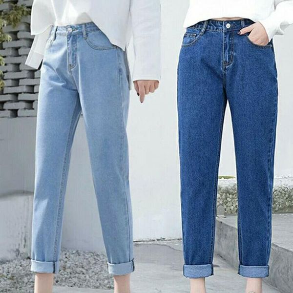 women's jeans women casual summer high waist pants straight denim trousers turn up cuff, Blue
women's jeans women casual summer high waist pants straight denim trousers turn up cuff, Blue