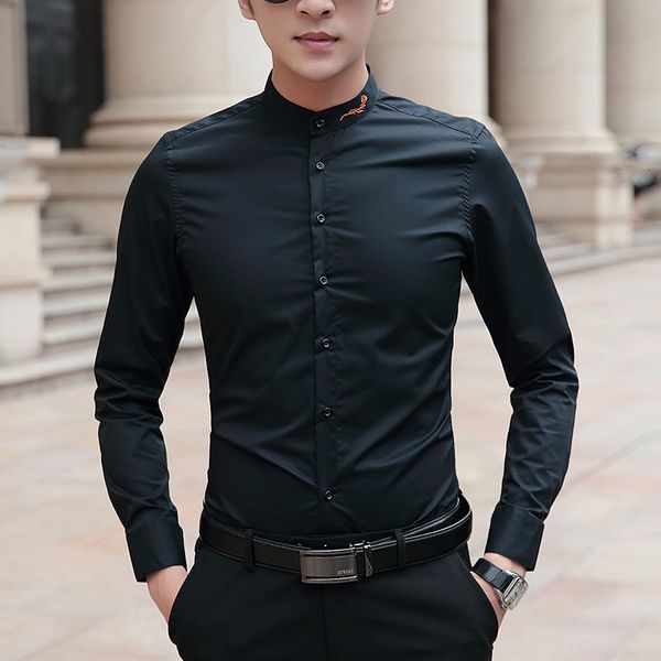 2021 new men man long sleeve solid stand collar sold color male big size casual shirts business aaxu, White;black
2021 new men man long sleeve solid stand collar sold color male big size casual shirts business aaxu, White;black