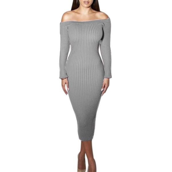 casual dresses long sleeve strapless dress party autumn off shoulder backless bodycon ribbed maxi vestidos, Black;gray
casual dresses long sleeve strapless dress party autumn off shoulder backless bodycon ribbed maxi vestidos, Black;gray