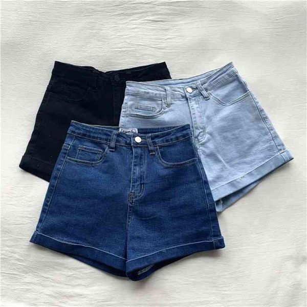 retro chic high waist curled denim shorts female straight summer jeans for women 210629, Blue
retro chic high waist curled denim shorts female straight summer jeans for women 210629, Blue