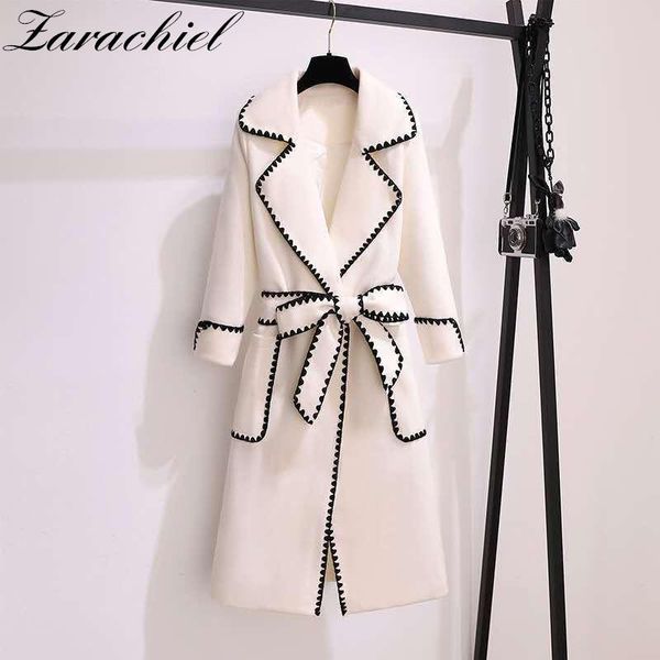 women's wool & blends autumn winter wavy side embroidery lapel full sleeve blend sashes coats women loose long overcoat pocket elegant, Black
women's wool & blends autumn winter wavy side embroidery lapel full sleeve blend sashes coats women loose long overcoat pocket elegant, Black