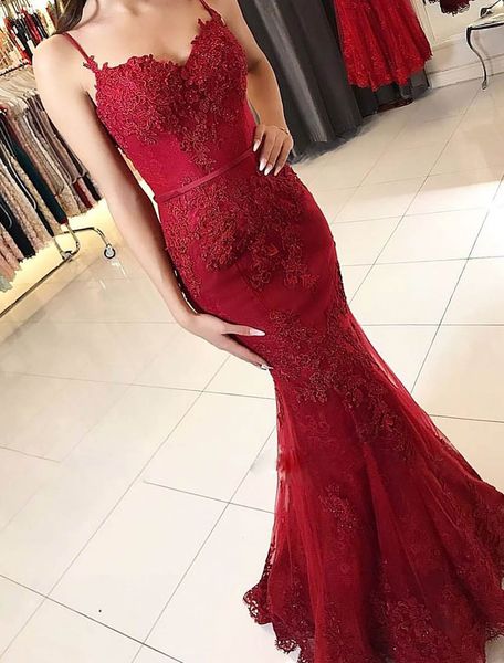 popular new style sweetheart spaghetti straps appliques vestido fiesta red prom dress lace mermaid long evening prom dresses, Black;red
popular new style sweetheart spaghetti straps appliques vestido fiesta red prom dress lace mermaid long evening prom dresses, Black;red