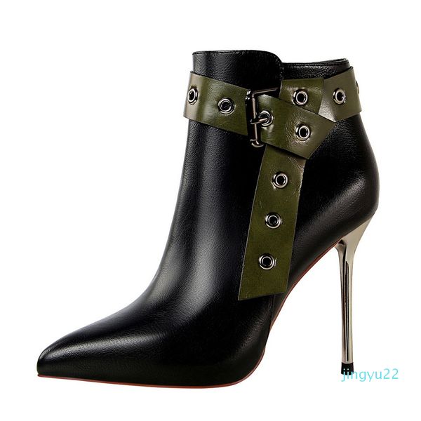 fashion women boots rivet tape ecorative pointed middle tube thick high heel slim size 34-40, Black
fashion women boots rivet tape ecorative pointed middle tube thick high heel slim size 34-40, Black