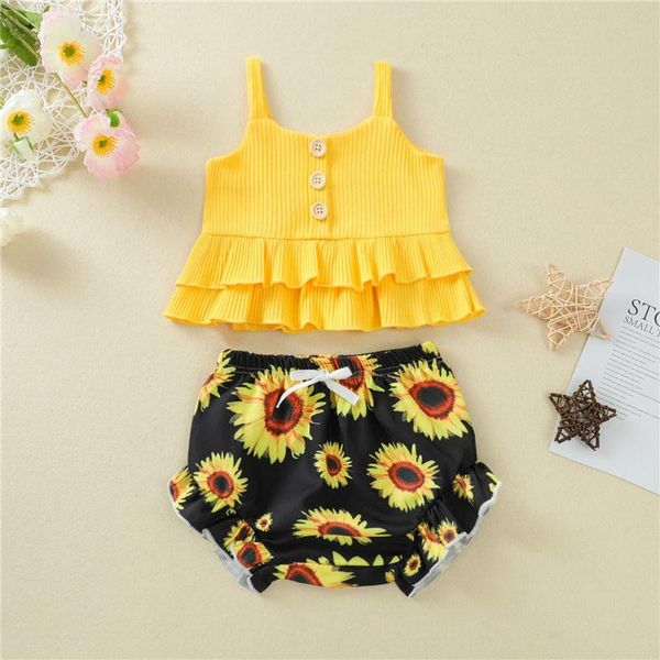 clothing sets 2pcs 6months-4years children girls summer clothes sets,sweet cute solid color u-neck ruffled camisole+sunflower print shorts, White
clothing sets 2pcs 6months-4years children girls summer clothes sets,sweet cute solid color u-neck ruffled camisole+sunflower print shorts, White