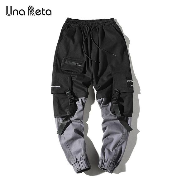 men's pants una reta man fashion streetwear stitching color joggers hip hop long men elastic waist cargo, Black
men's pants una reta man fashion streetwear stitching color joggers hip hop long men elastic waist cargo, Black