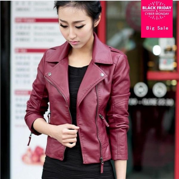 women's jackets red black color great quality 2021 autumn korean version pu leather lapel large size motorcycle jacket w1138, Black;brown
women's jackets red black color great quality 2021 autumn korean version pu leather lapel large size motorcycle jacket w1138, Black;brown