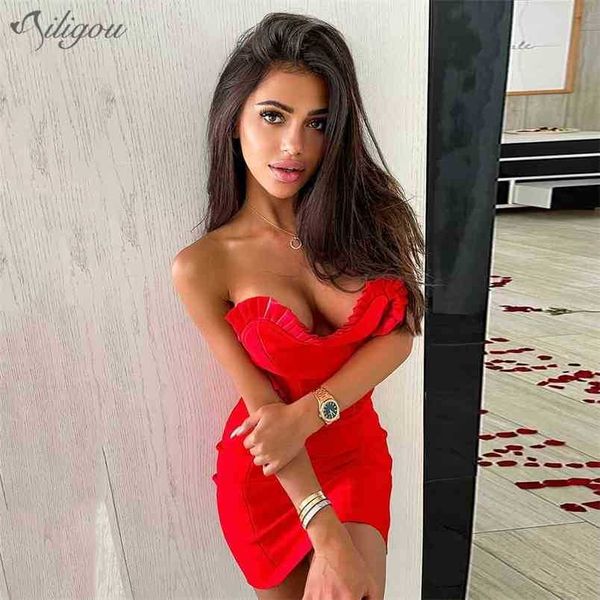 women's summer strapless backless black red ruffled mini bodycon bandage elegant party dress vestidos 210525, Black;gray
women's summer strapless backless black red ruffled mini bodycon bandage elegant party dress vestidos 210525, Black;gray
