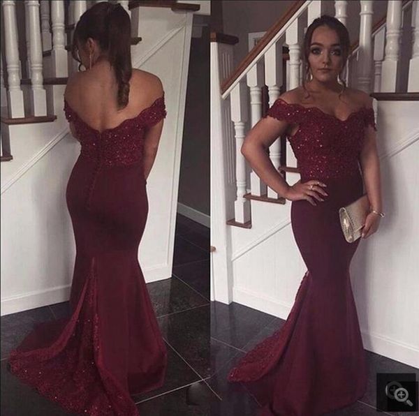 off the shoulder lace appliques burgundy evening dresses mermaid with beading formal prom gowns back button, Black;red
off the shoulder lace appliques burgundy evening dresses mermaid with beading formal prom gowns back button, Black;red