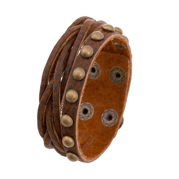 retro brown multilayer wrap bracelet snap buckle rivet charm male genuine leather punk bracelets men bangle jewelry, Golden;silver
retro brown multilayer wrap bracelet snap buckle rivet charm male genuine leather punk bracelets men bangle jewelry, Golden;silver