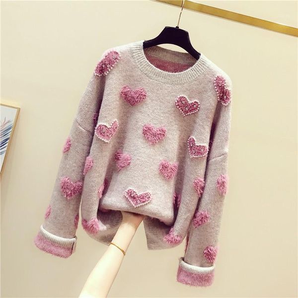 autumn winter loose sweaters for women beaded loves o neck long sleeve pullovers all-match students knit women's, White;black
autumn winter loose sweaters for women beaded loves o neck long sleeve pullovers all-match students knit women's, White;black